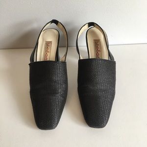 STEFANI Black Leather Slingback Heels Size 8M
